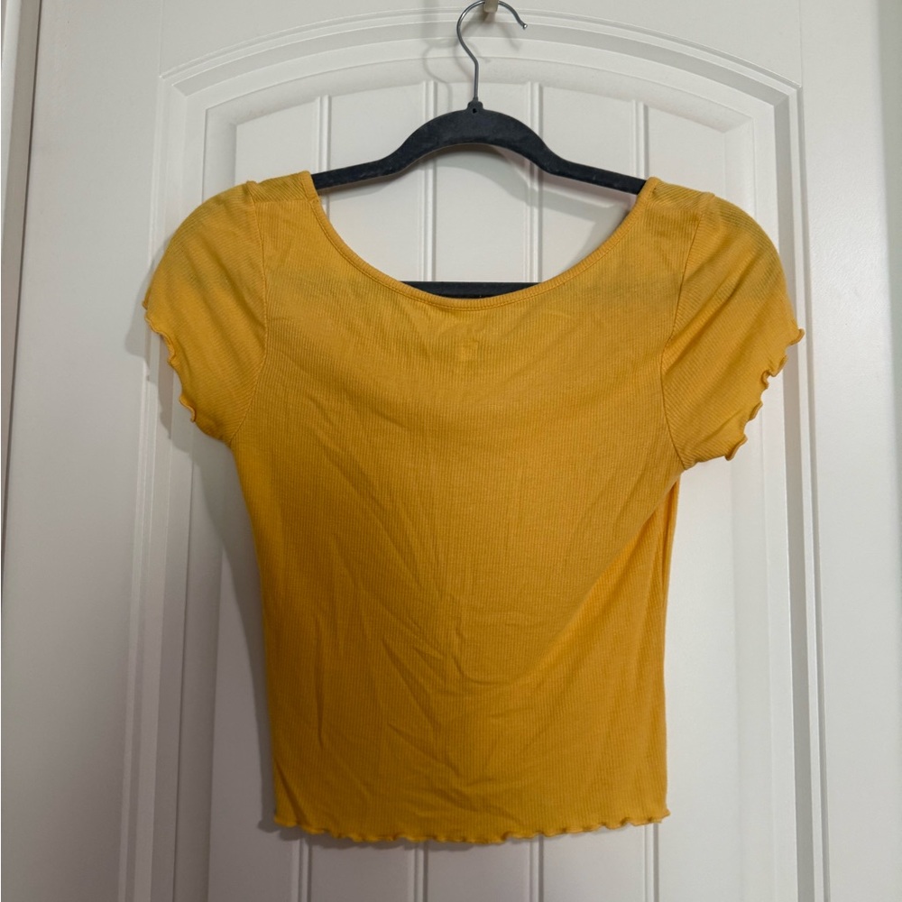 Yellow Ruched Crop Top - Picture 2 of 3
